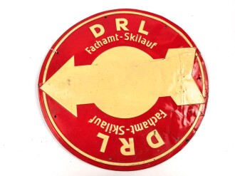 Geprägtes Blechschild "DRL Fachamt Skilauf" Durchmesser 25,5cm. Ungereinigt, verbeult