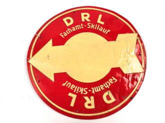Geprägtes Blechschild "DRL Fachamt Skilauf" Durchmesser 25,5cm. Ungereinigt, verbeult