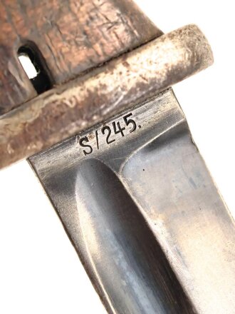 Seitengewehr Modell 84/98 für k98 der Wehrmacht. Nummerngleiches Stück von S/245 36