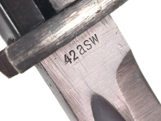 Seitengewehr Modell 84/98 für k98 der Wehrmacht. Nummerngleiches Stück von 42 asw