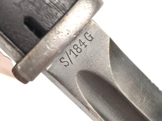 Seitengewehr Modell 84/98 für k98 der Wehrmacht. Nummerngleiches Stück von S/184 G