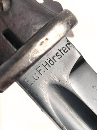 Seitengewehr Modell 84/98 für k98 der Wehrmacht. Nummerngleiches Stück von E.u.F.Hörster 1937