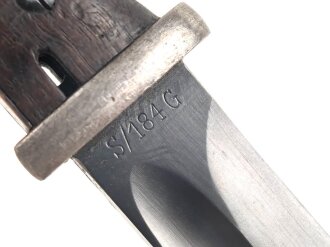 Seitengewehr Modell 84/98 für k98 der Wehrmacht. Nummerngleiches Stück von S/184 G