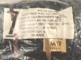Großbritannien, ABC Schutzanzug Oberteil  "Smock protection N.B.C. No 1 MK I" datiert 1987, Originalverpackt, ungeöffnet
