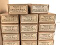 Pappkasten für 300 Schuss Munition 8x 57 ( für k98 ) . 20 Pappschachteln enthalten, alles zusammengehörig. OHNE Inhalt - Complete matching set for 300 k98 rounds, EMPTY BOXES