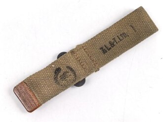 Canadian, Inglis high power pistol, wood Buttstock holster strap.  Very good condition