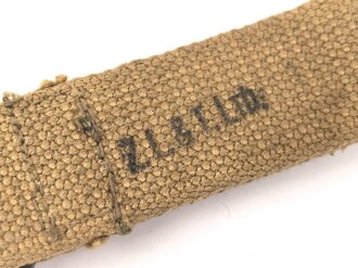 Canadian, Inglis high power pistol, wood Buttstock holster strap.  Very good condition