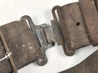 British, early WWII leather combat belt. Uncleaned