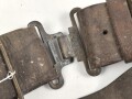British, early WWII leather combat belt. Uncleaned