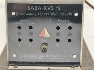 Verstärker zum Arbeitsfront Empfänger DAF 1011 Hersteller SABA ( Schwarzwälder-Apparate-Bau-Anstalt, August Schwer Söhne GmbH, Villingen ) Guter Zustand, Funktion nicht geprüft. Selten