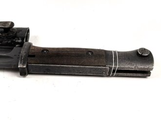 Seitengewehr Modell 84/98 für k98 der Wehrmacht. Nummerngleiches Stück von 42 fnj, Scheide überlackiert