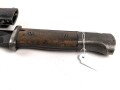 Seitengewehr Modell 84/98 für k98 der Wehrmacht. Nummerngleiches Stück von 42 fnj, Scheide überlackiert