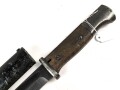 Seitengewehr Modell 84/98 für k98 der Wehrmacht. Nummerngleiches Stück von 42 fnj, Scheide überlackiert