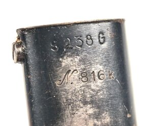 Kriegsmarine, Seitengewehr M84/98 für K98 der Wehrmach, getragenes Stück, die Scheide mit " Nordsee stempelung"
