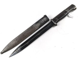 Kriegsmarine, Seitengewehr M84/98 für K98 der Wehrmach, getragenes Stück, die Scheide mit " Nordsee stempelung"