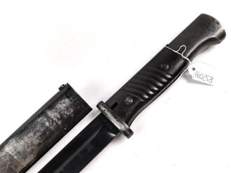 Kriegsmarine, Seitengewehr M84/98 für K98 der Wehrmach, getragenes Stück, die Scheide mit " Nordsee stempelung"