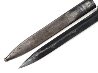 Kriegsmarine, Seitengewehr M84/98 für K98 der Wehrmach, getragenes Stück, die Scheide mit " Nordsee stempelung"