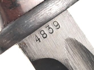 Seitengewehr M84/98 für K98 der Wehrmach, getragenes Stück, 44ffc, Scheide nicht zugehörig