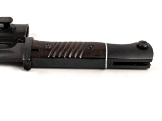 Seitengewehr M84/98 für K98 der Wehrmach, getragenes Stück, 44ffc, Scheide nicht zugehörig