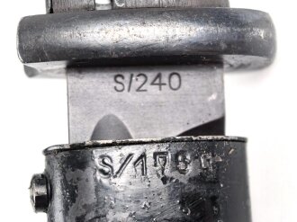 Seitengewehr M84/98 für K98 der Wehrmach, getragenes Stück, die Scheide überlackiert