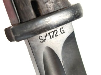 Seitengewehr M84/98 für K98 der Wehrmach, getragenes Stück, die Scheide überlackiert