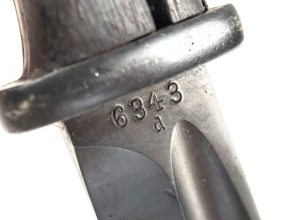 Seitengewehr M84/98 für K98 der Wehrmach, getragenes Stück, die Scheide überlackiert