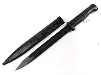 Seitengewehr M84/98 für K98 der Wehrmach, getragenes Stück, die Scheide überlackiert