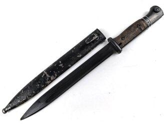 Seitengewehr M84/98 für K98 der Wehrmach, getragenes Stück, die Scheide überlackiert