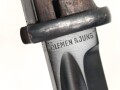 Seitengewehr M84/98 für K98 der Wehrmach, getragenes Stück, die Scheide überlackiert