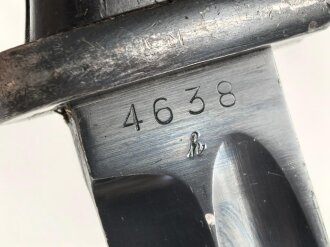 Seitengewehr M84/98 für K98 der Wehrmach, getragenes Stück, Klinge auf 24 cm gekürzt