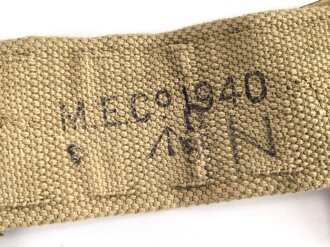 British Pattern 1940 Cavalry Web Equipment strap, back adjustment. Dated 1940, unused.
