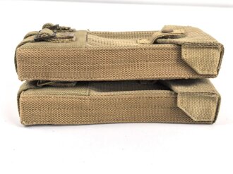 British WWII ? , P37 Thompson pouch for 3 magazines. Matching pair, unused, no markings