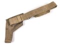 British 1940 dated three piece construction web belt, with pistol holster and ammo pouch. Buckles for braces removed, good condition