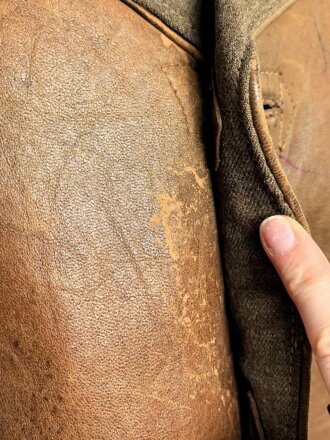 British WWII, leather Jerkin " camouflaged" Used, 1943 ? dated