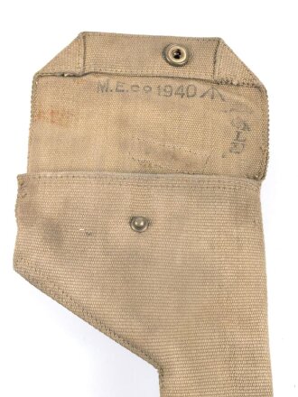 British pattern 37 webbing pistol holster with ammunition pouch, both dated 1940