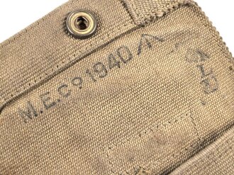 British pattern 37 webbing pistol holster with ammunition pouch, both dated 1940