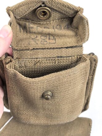 British pattern 37 webbing pistol holster with ammunition pouch, both dated 1940