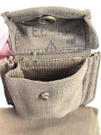 British pattern 37 webbing pistol holster with ammunition pouch, both dated 1942