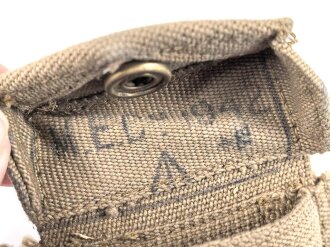 British pattern 37 webbing pistol holster with ammunition pouch, both dated 1942