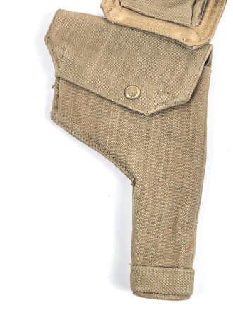 British pattern 37 webbing pistol holster with ammunition pouch, both dated 1942