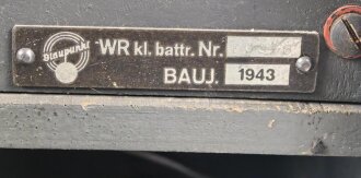Wehrmacht Rundfunkempfänger klein, Originallack, datiert 1943, Originallack, Funktion nicht geprüft