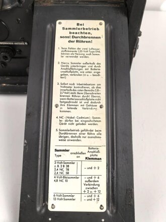 Wehrmacht Rundfunkempfänger WK1/P, Originallack, datiert 1942, Funktion nicht geprüft