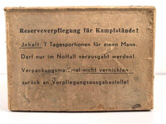 "Reserveverpflegung für Kampfstände !" leerer Pappkasten, Maße 34 x 24 x 54cm
