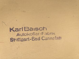 Paar Motorrad Packtaschen der Wehrmacht. Originallack, ungereinigt. Hersteller " Karl Baisch Autokoffer Fabrik Stuttgart Bad Cannstatt"