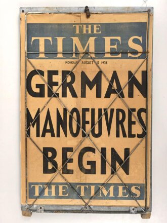 Großbritannien 1938, Zeitungsaushang  " The...