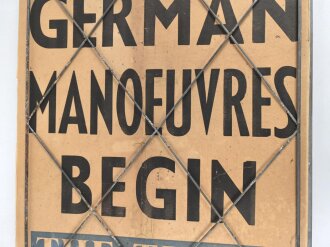 Großbritannien 1938, Zeitungsaushang  " The Times Monay August 15, 1938"  " German Manoeuvres Begin "  Maße 51 x 82cm