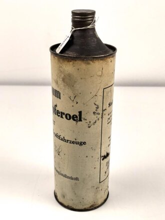 Dose " Stoßdämpferoel TL 6027 für Wehrmacht Kraftfahrzeuge" leer, ungereinigt