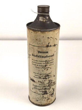 Dose " Stoßdämpferoel TL 6027 für Wehrmacht Kraftfahrzeuge" leer, ungereinigt