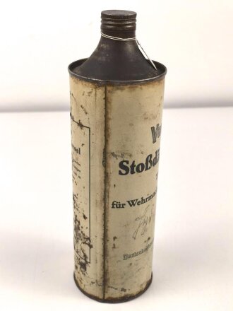 Dose " Stoßdämpferoel TL 6027 für Wehrmacht Kraftfahrzeuge" leer, ungereinigt