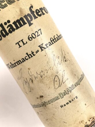 Dose " Stoßdämpferoel TL 6027 für Wehrmacht Kraftfahrzeuge" leer, ungereinigt